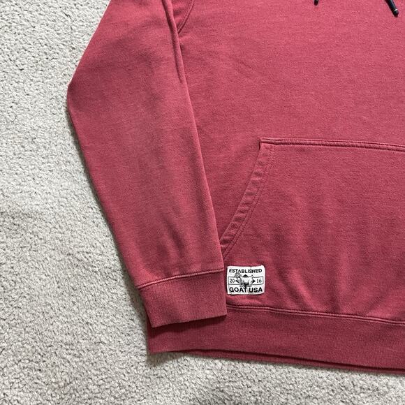 Goat USA Hoodie Mens Medium Red Sweatshirt Pullover Embroidered Pocket - Picture 8 of 13